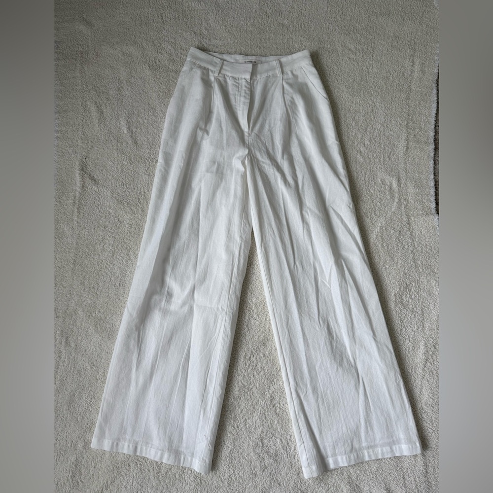 NWOT Commense white cotton pants Size Small w/pockets- front pleat